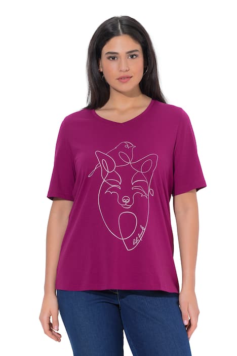 Tričko, zvířecí motiv, klasický střih, V výstřih, polo rukávy