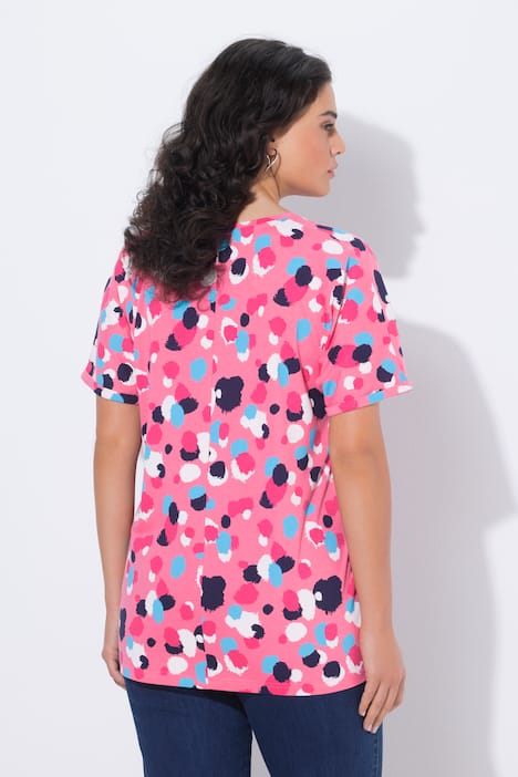 T-shirt, stippen, oversized, ronde hals, korte mouwen