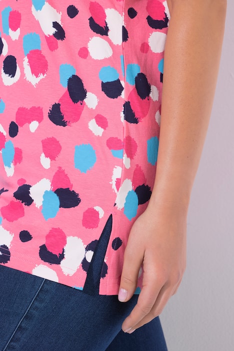 T-shirt, stippen, oversized, ronde hals, korte mouwen