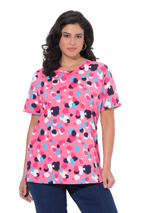 Tričko, puntíkovaný vzor, větší velikost, kulatý výstřih, polo rukávy