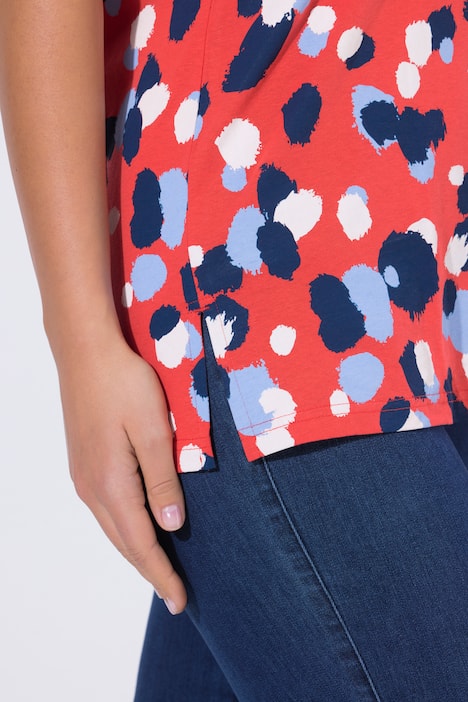 T-shirt, stippen, oversized, ronde hals, korte mouwen