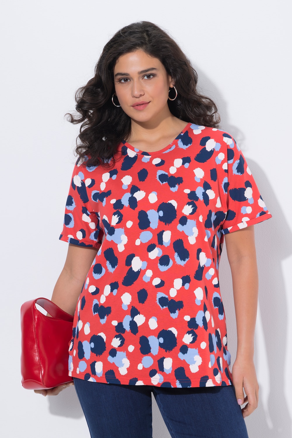 T-Shirt, Tupfen, Oversized, Rundhals, Halbarm