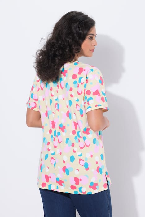 T-shirt, stippen, oversized, ronde hals, korte mouwen