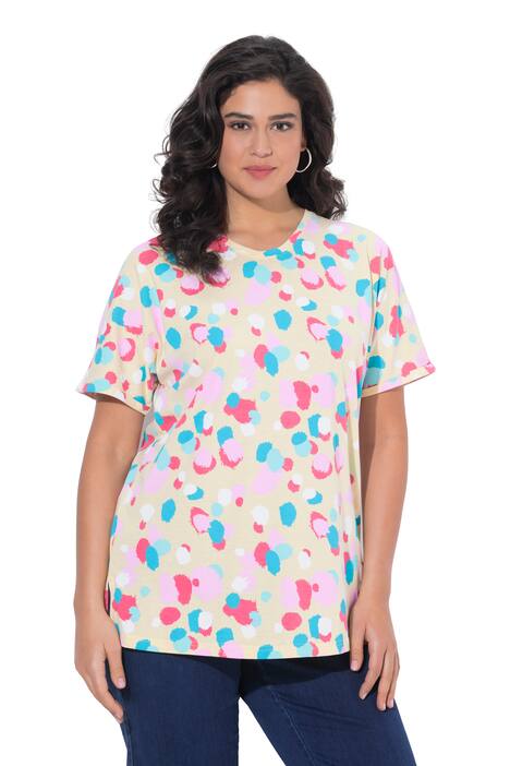 Tričko, puntíkovaný vzor, větší velikost, kulatý výstřih, polo rukávy