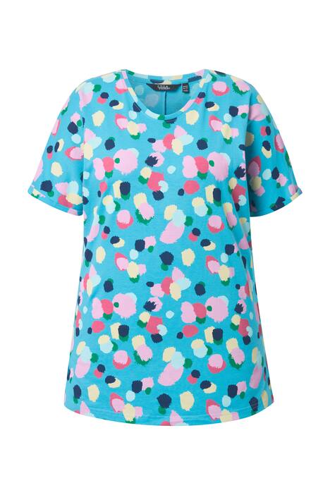 Tričko, puntíkovaný vzor, větší velikost, kulatý výstřih, polo rukávy