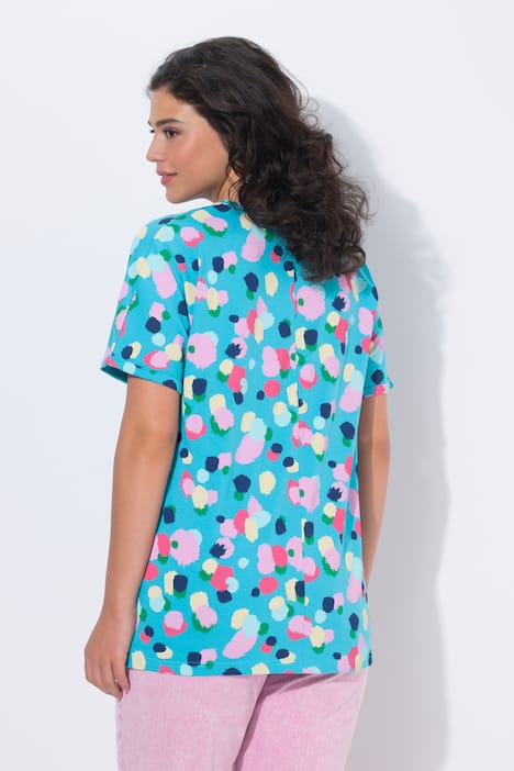 T-shirt, stippen, oversized, ronde hals, korte mouwen