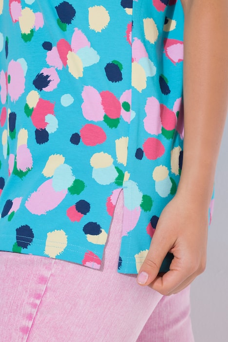 T-shirt, stippen, oversized, ronde hals, korte mouwen