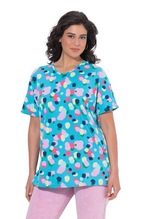 Tričko, puntíkovaný vzor, větší velikost, kulatý výstřih, polo rukávy