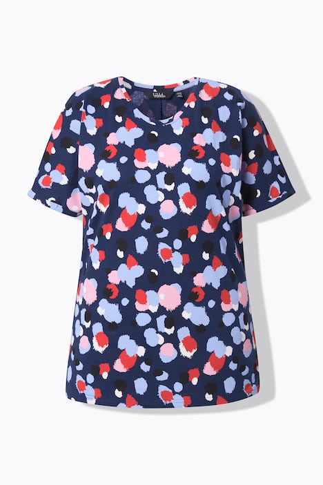 T-shirt, stippen, oversized, ronde hals, korte mouwen