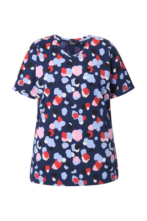 Tričko, puntíkovaný vzor, větší velikost, kulatý výstřih, polo rukávy