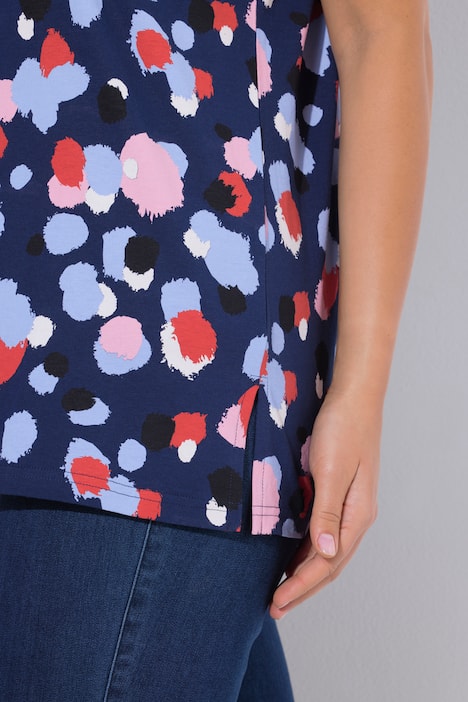 T-shirt, stippen, oversized, ronde hals, korte mouwen