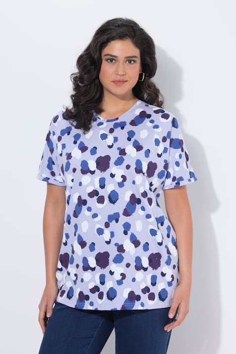 T-shirt, stippen, oversized, ronde hals, korte mouwen