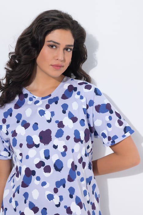 T-shirt, stippen, oversized, ronde hals, korte mouwen