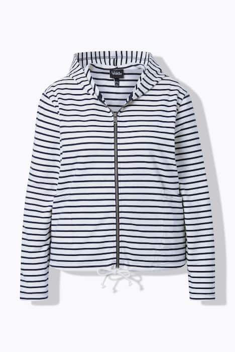 Sweatjacke, Ringel, Saumtunnel, Kapuze