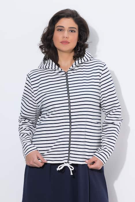 Sweatjacke, Ringel, Saumtunnel, Kapuze