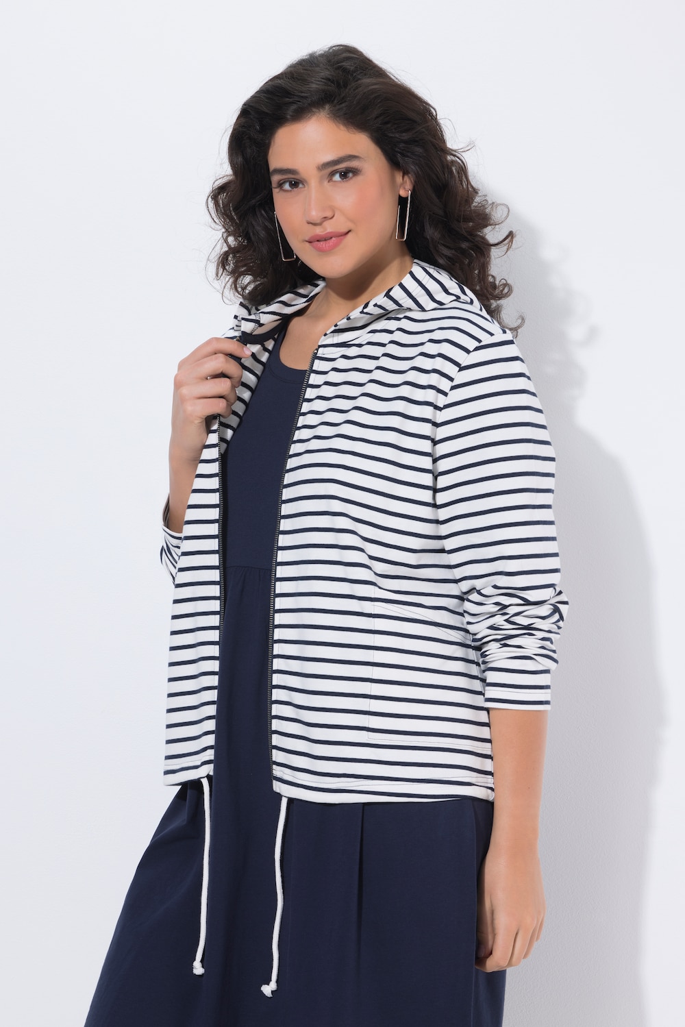 Sweatjacke, Ringel, Saumtunnel, Kapuze