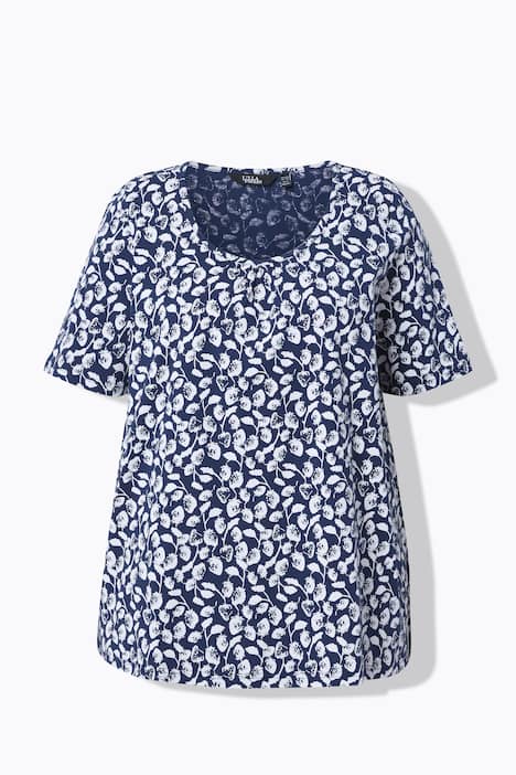 T-Shirt, Erdbeeren, Zierfalten, A-Linie, Rundhals, Halbarm