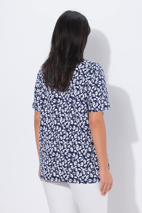 T-Shirt, Erdbeeren, Zierfalten, A-Linie, Rundhals, Halbarm