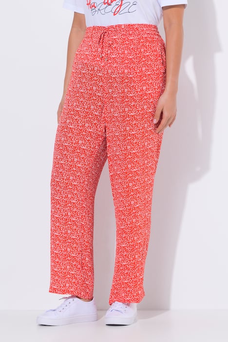 Broek Rose, wijde pijpen, crêpe, elastische band