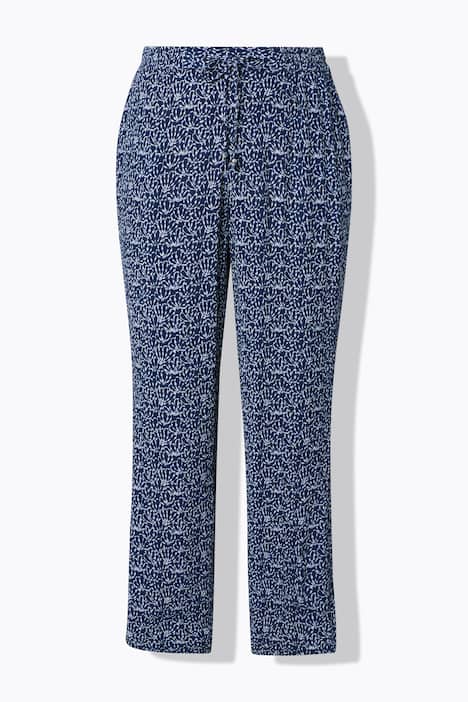 Broek Rose, wijde pijpen, crêpe, elastische band