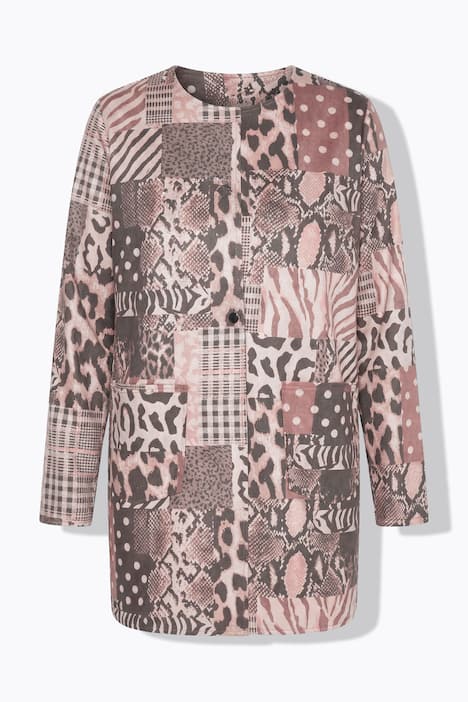 Veloursjacke, gerade Passform, Alloverprint