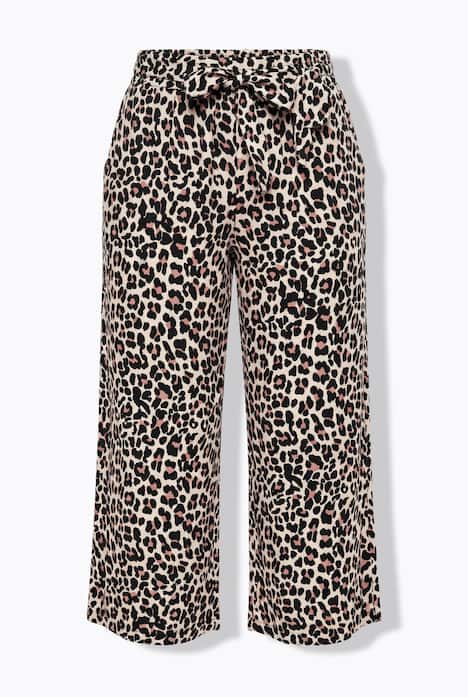 Culotte, weites Bein, Leomuster, Elastikbund