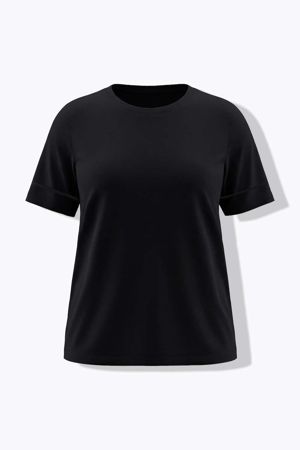 Stora storlekar T-shirt i ribbad jersey med rund halsringning och kort ärm, Dam, svart, storlek: 58/60, Bomull, Ulla Popken