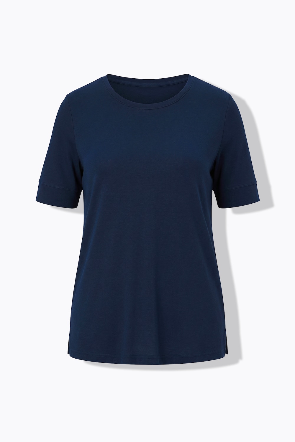 T-Shirt, Rippjersey, Rundhals, Halbarm, Biobaumwolle