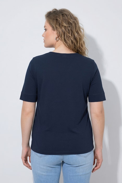 T-Shirt, Rippjersey, Rundhals, Halbarm, Biobaumwolle