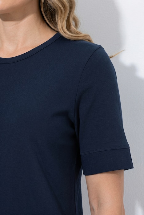T-Shirt, Rippjersey, Rundhals, Halbarm, Biobaumwolle