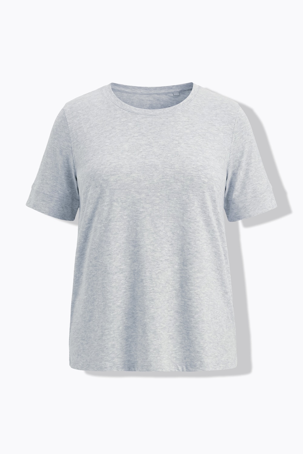 Stora storlekar T-shirt i ribbad jersey med rund halsringning och kort ärm, Dam, grå, storlek: 58/60, Bomull, Ulla Popken