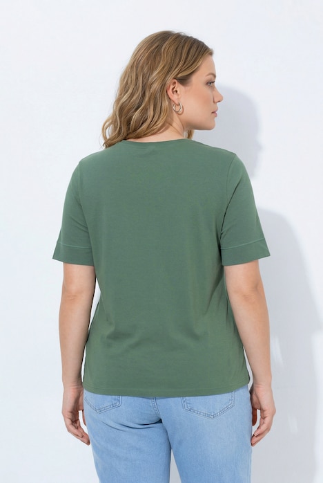 T-Shirt, Rippjersey, Rundhals, Halbarm, Biobaumwolle