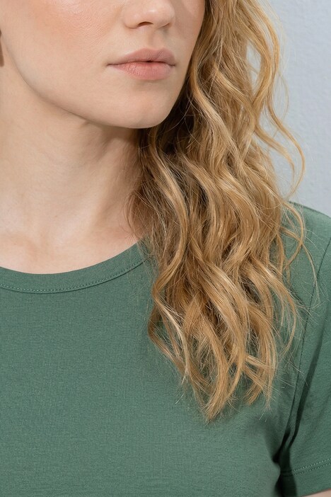 T-Shirt, Rippjersey, Rundhals, Halbarm, Biobaumwolle