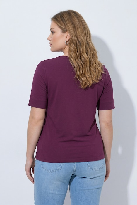 T-Shirt, Rippjersey, Rundhals, Halbarm, Biobaumwolle