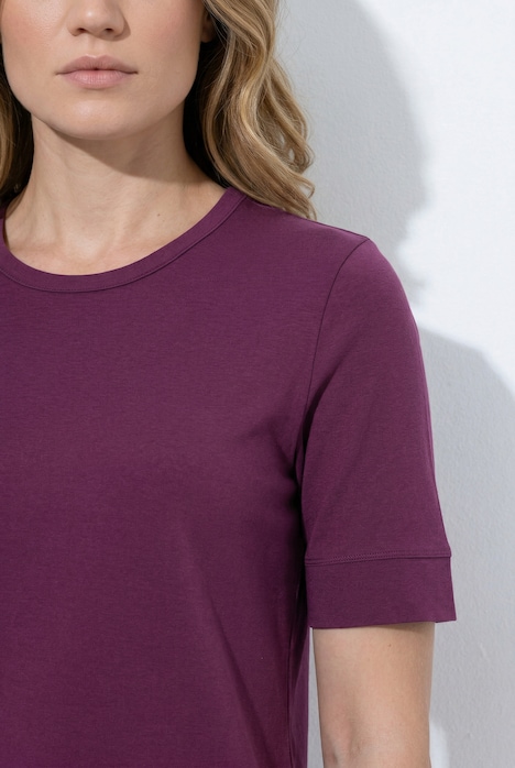 T-Shirt, Rippjersey, Rundhals, Halbarm, Biobaumwolle