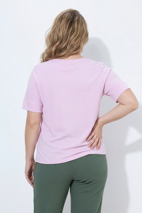 T-Shirt, Rippjersey, Rundhals, Halbarm, Biobaumwolle