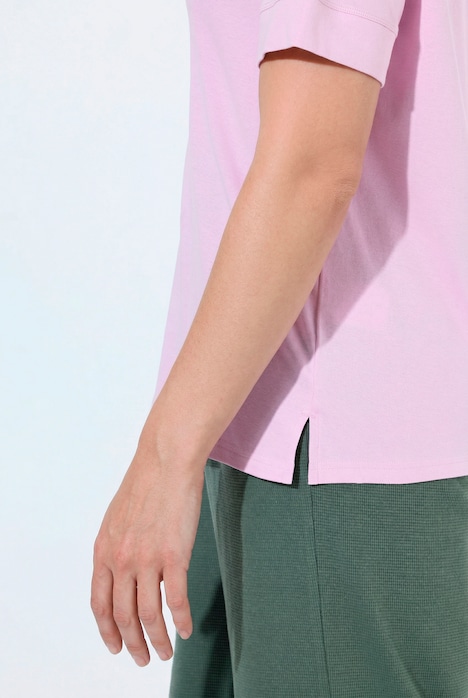 T-Shirt, Rippjersey, Rundhals, Halbarm, Biobaumwolle