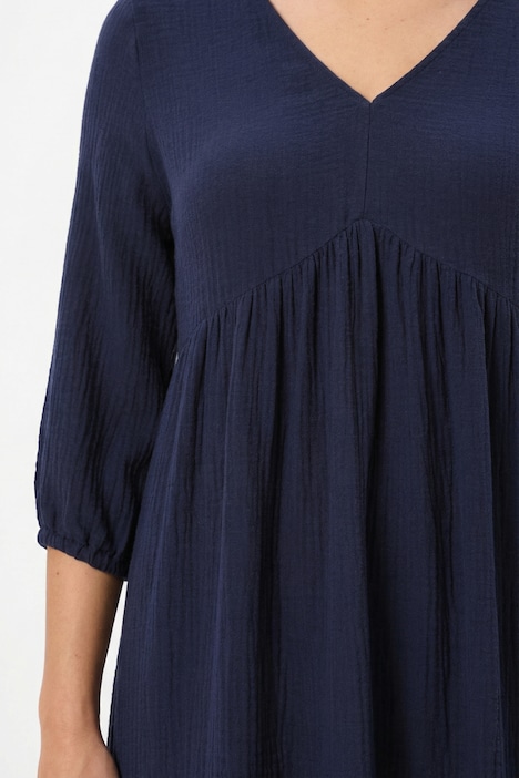 Musselinkleid, A-Linie, V-Ausschnitt, Langarm