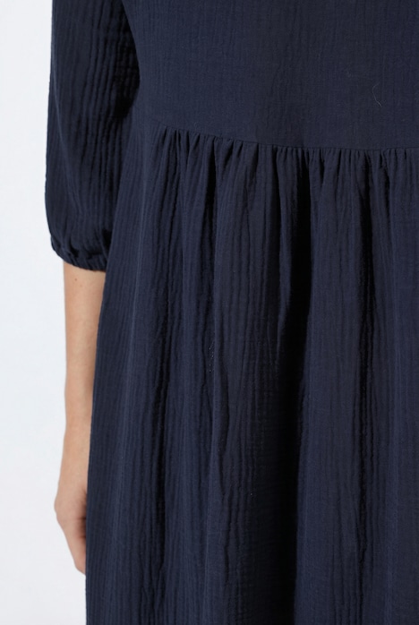 Musselinkleid, A-Linie, V-Ausschnitt, Langarm