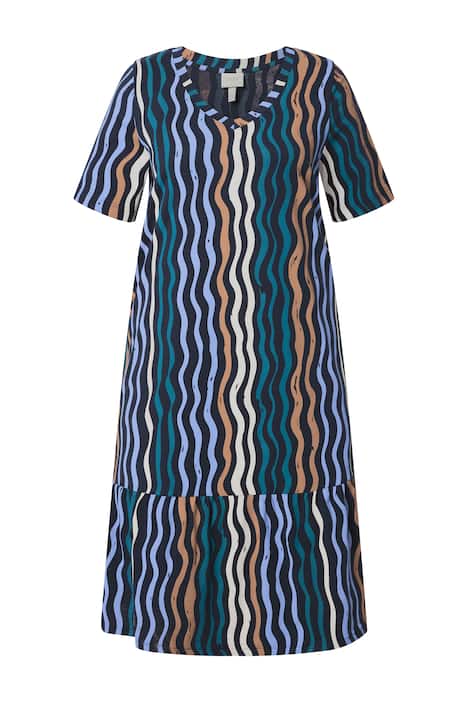 Midi šaty, vlny, V výstřih, polo rukávy, bio-bavlna