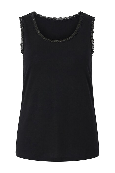 Top, Rippjersey, Spitze, Rundhals, ärmellos