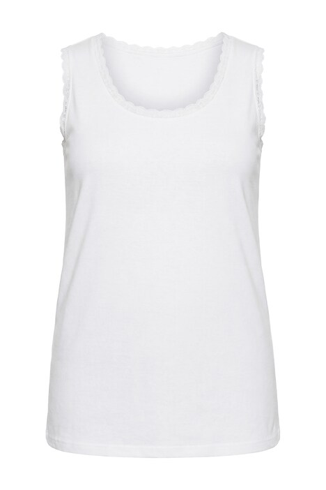 Top, Rippjersey, Spitze, Rundhals, ärmellos