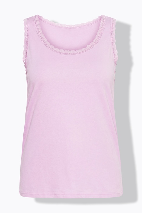 Top, Rippjersey, Spitze, Rundhals, ärmellos