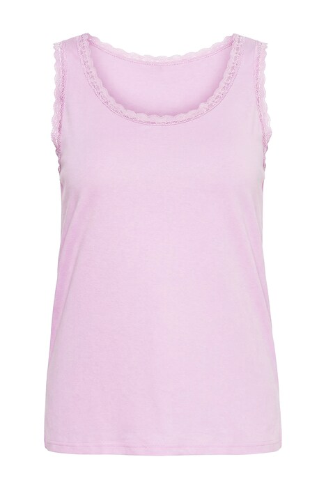 Top, Rippjersey, Spitze, Rundhals, ärmellos