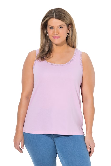 Top, Rippjersey, Spitze, Rundhals, ärmellos