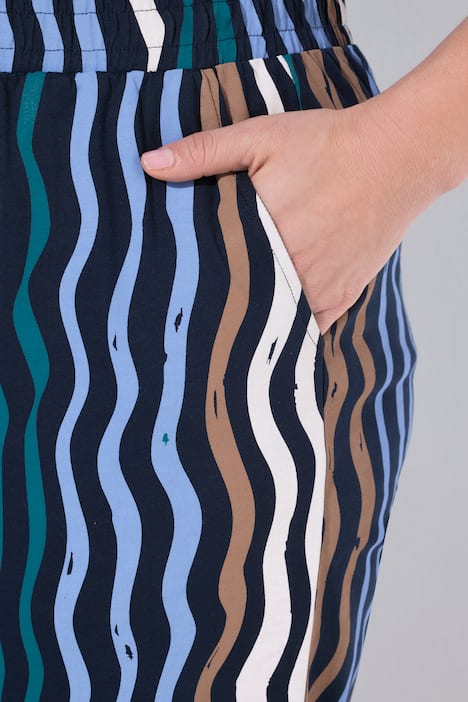 Jersey-culottehousut, aallot, levenevät lahkeet, luomupuuvillaa