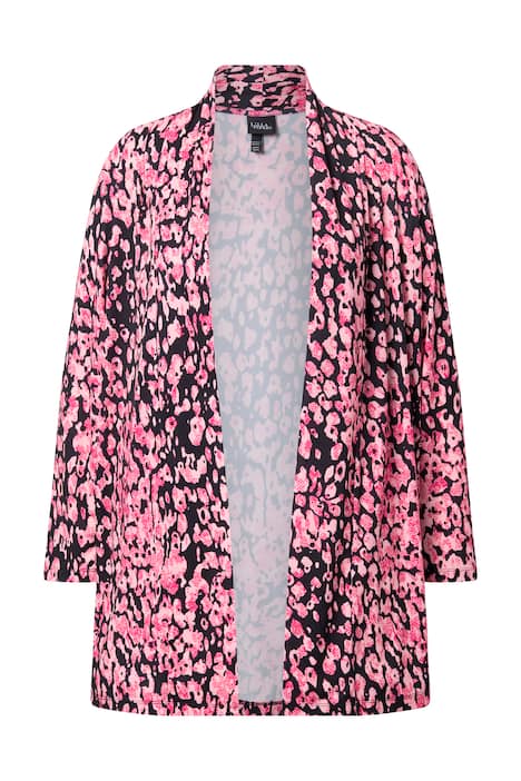 Žerzejová bunda, leopardí vzor, šálový límec, bez zipu