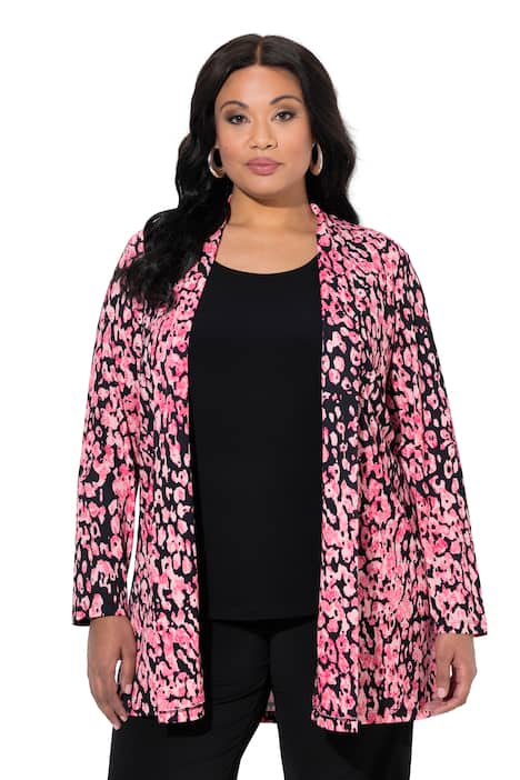 Žerzejová bunda, leopardí vzor, šálový límec, bez zipu