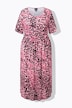 Maxi-jurk, luipaardmotief, A-lijn, ronde hals, korte mouwen