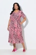 Maxi-jurk, luipaardmotief, A-lijn, ronde hals, korte mouwen